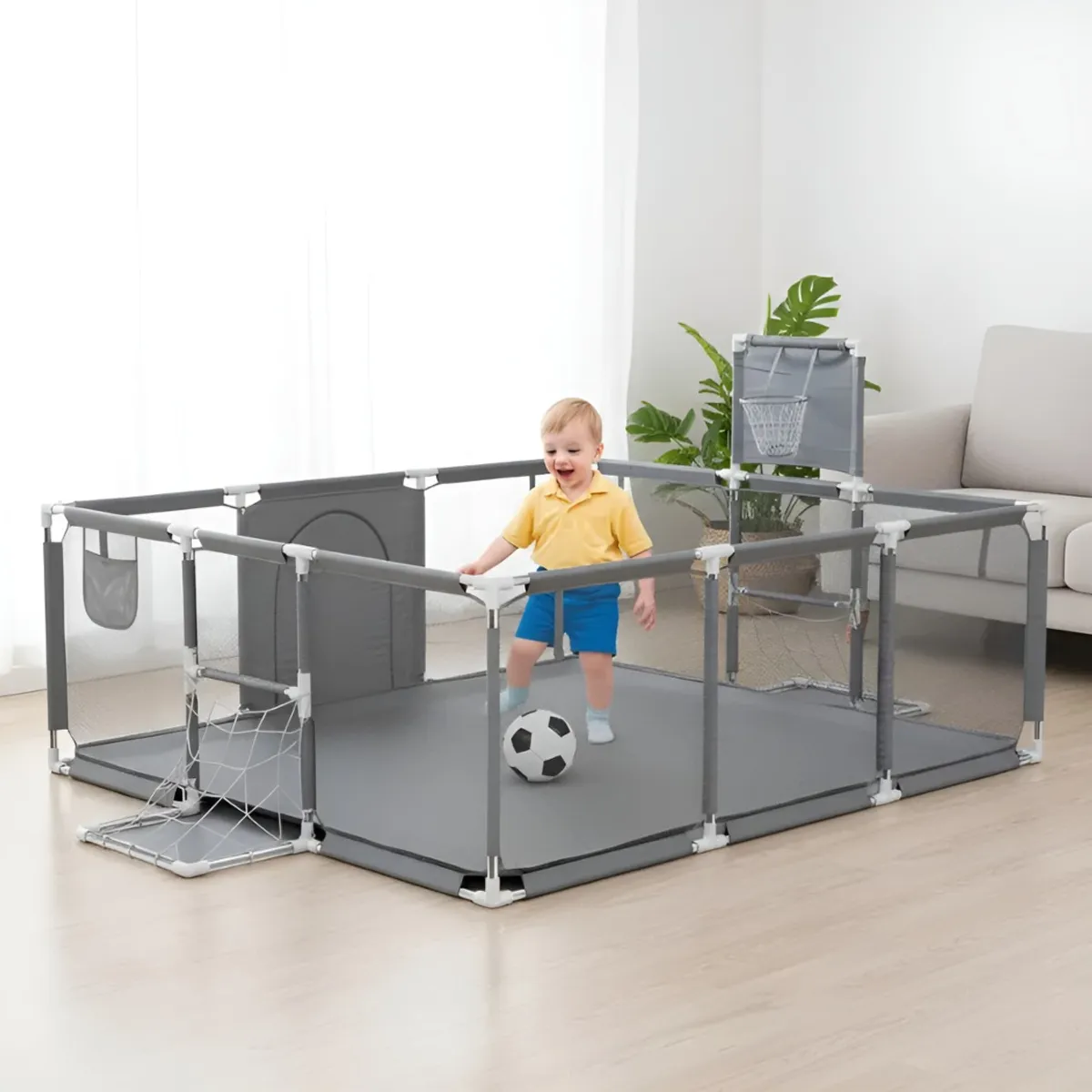 HOMEBRANDT - Corral Bebe Seguridad Juegos 3 en 1 Malla Y Tela 180x120cm