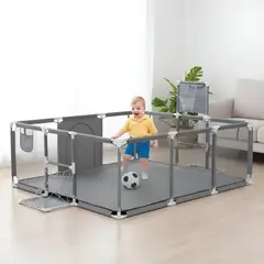 HOMEBRANDT - Corral Bebe Seguridad Juegos 3 en 1 Malla Y Tela 180x120cm