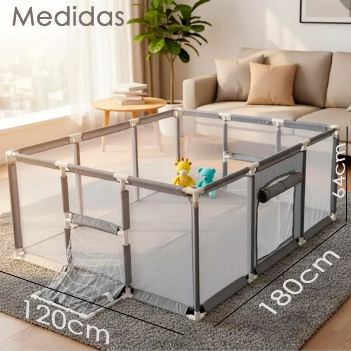 HOMEBRANDT - Corral Bebe Seguridad Juegos 3 en 1 Malla Y Tela 180x120cm