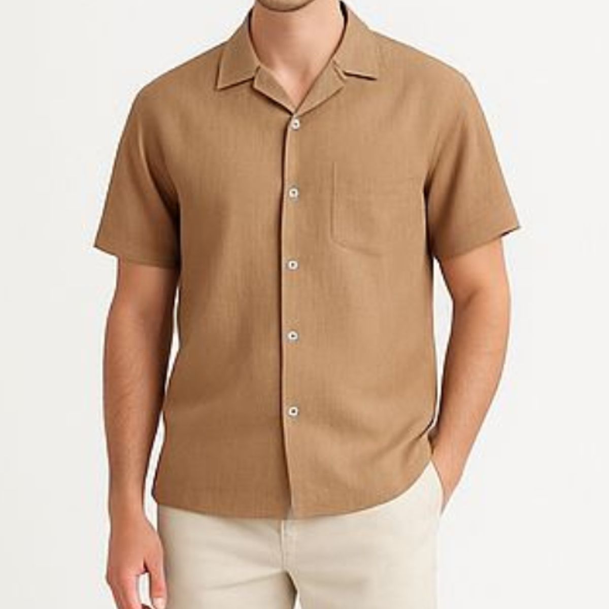 XPRESS RECHARGE - Camisa negra de lino para hombre manga corta de alta calidad