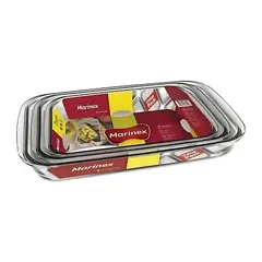 MARINEX - Set De 3 Fuentes Asadera De Vidrio Para Horno