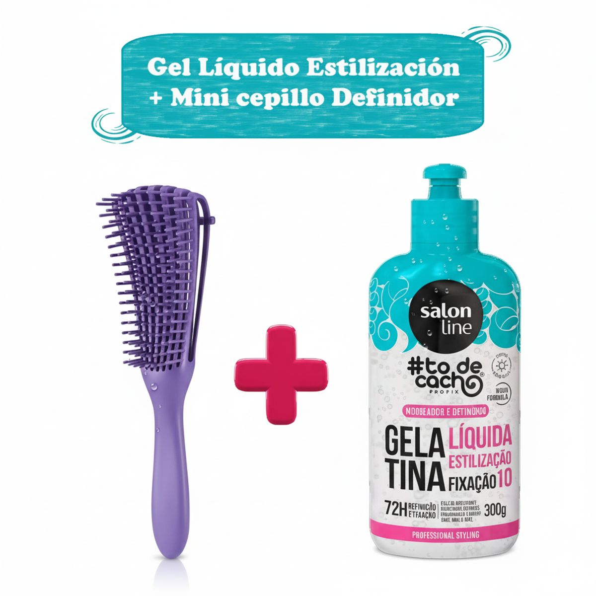 SALON LINE - Pack Gel Líquida Estilización Salon Line + Mini Cepillo Flexible Rizos