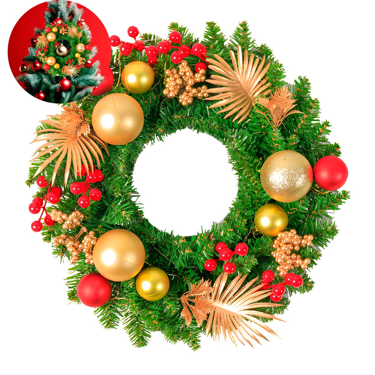 GENERICO - Corona Guirnalda Navideña Decoración Festivo Hogar Puertas 40 Cm