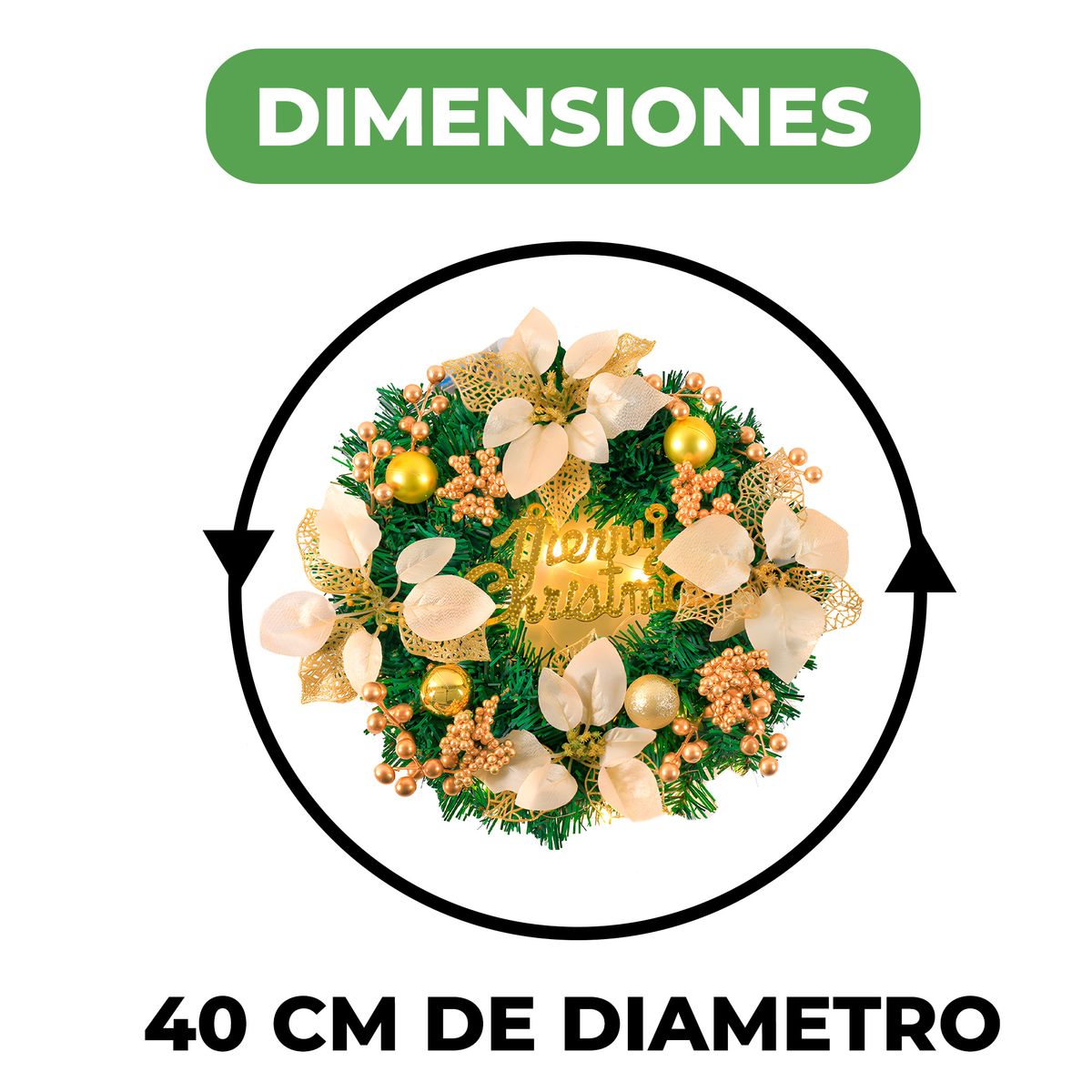 GENERICO - Guirnalda Feliz Navidad Decoración de Hogar Puertas 40 cm Verde