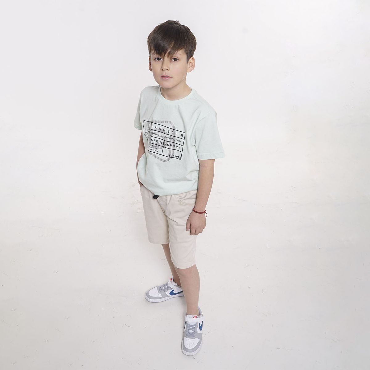 GANGSTER - Niño Polera Mc Básica Caut Verde Gangster