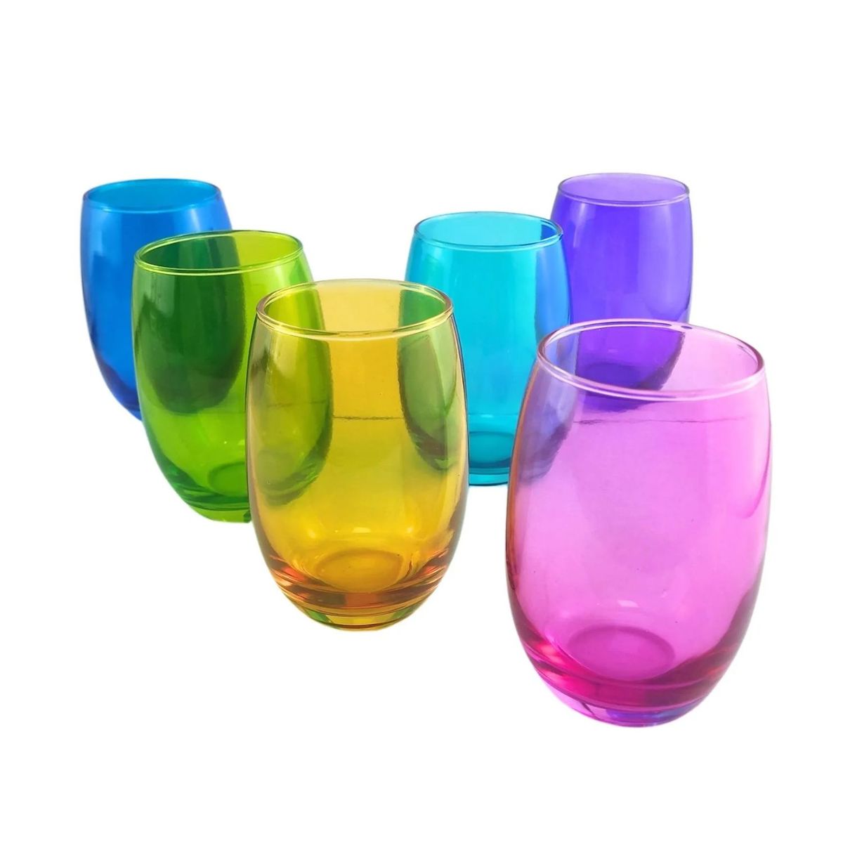 CRISTAR - 6 Vasos Vidrio Altos Mikonos Full Color 460ml Cristar.