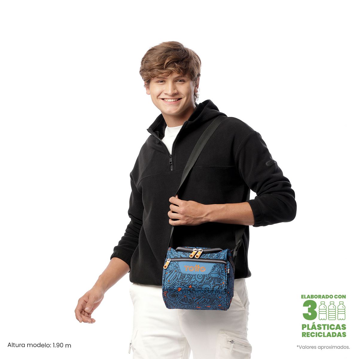 TOTTO - Lonchera Térmica Hombre Pizarra Mediana Azul Totto