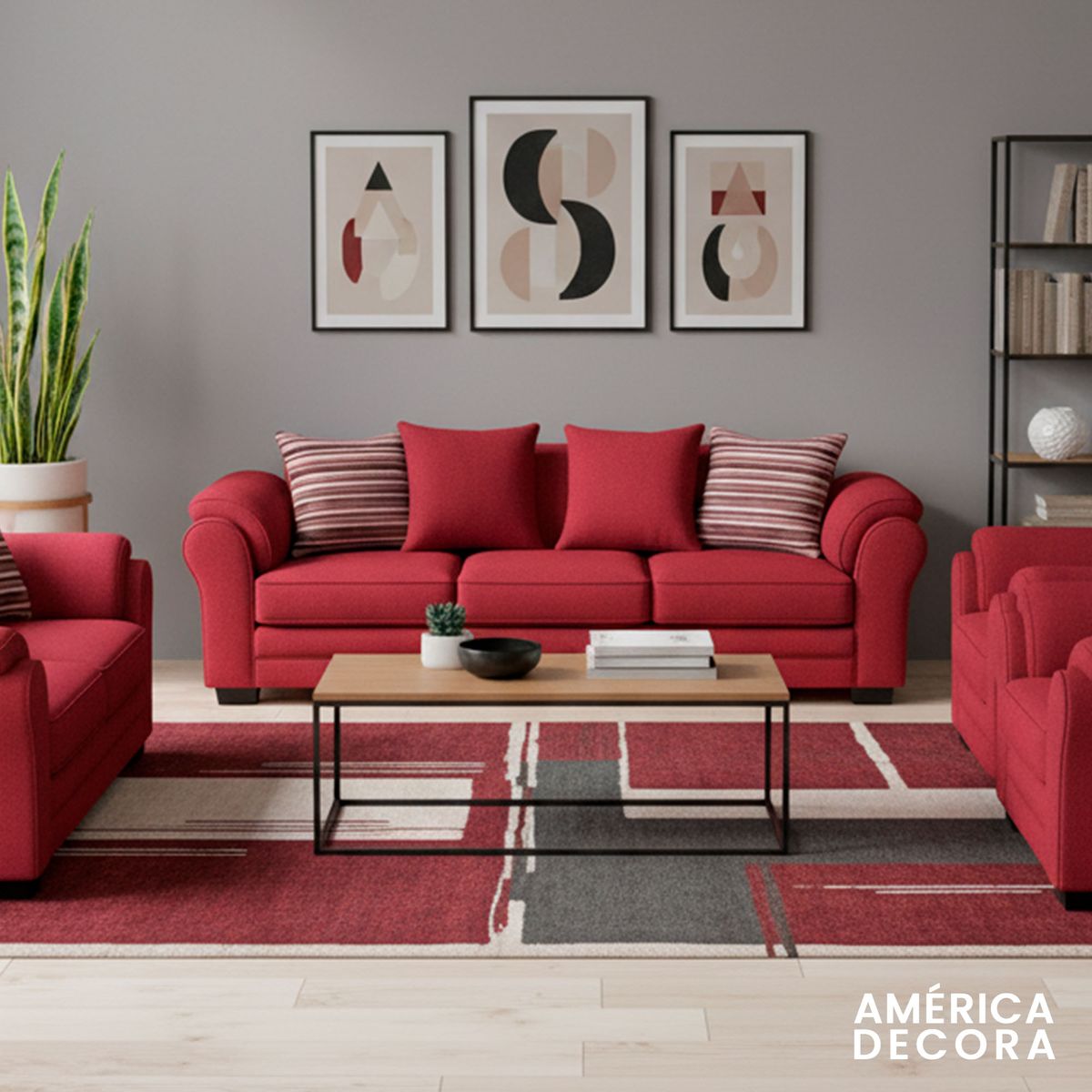 AMERICA DECORA - Living 9 Cuerpos 4+3+1+1 XL Con Resorte Estructural Grandón Chenille