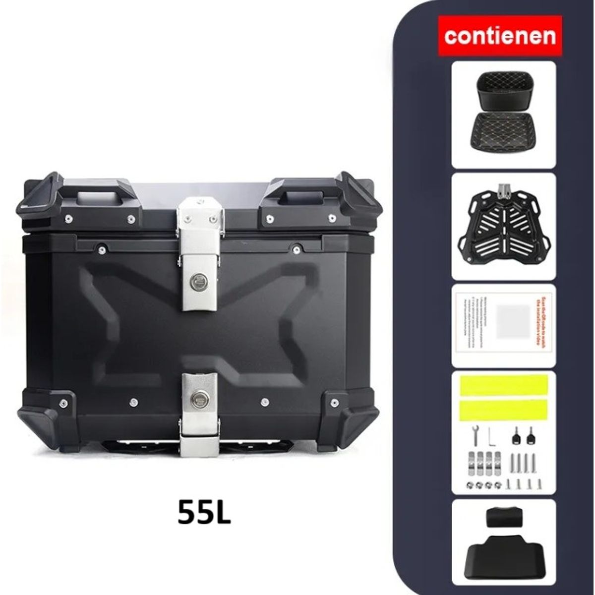 GENERICO - Maleta Moto Top Case Aluminio 55 Litros X-series + Respaldo