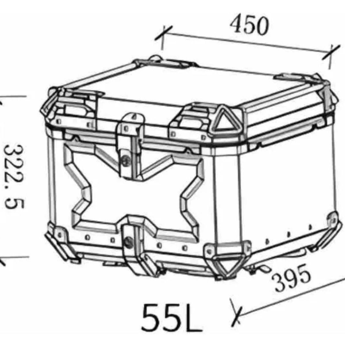 GENERICO - Maleta Moto Top Case Aluminio 55 Litros X-series + Respaldo