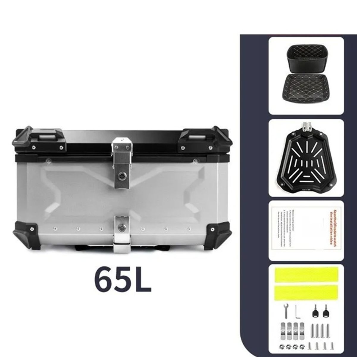 GENERICO - Maleta Moto Top Case Aluminio 65 Litros X-series + Respaldo.