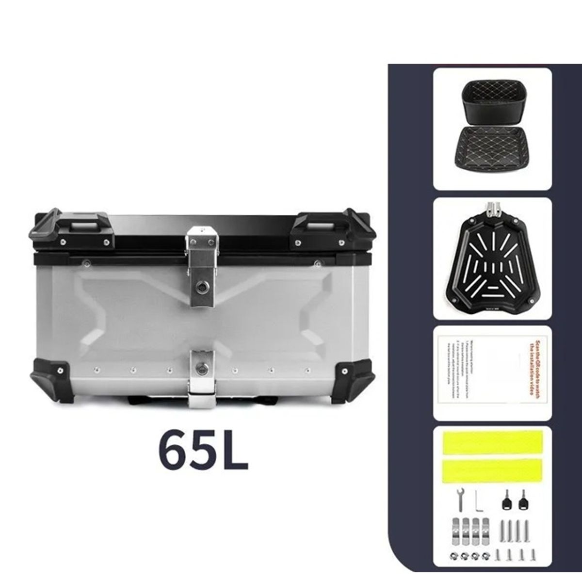 GENERICO - Maleta Moto Top Case Aluminio 65 Litros X-series + Respaldo.