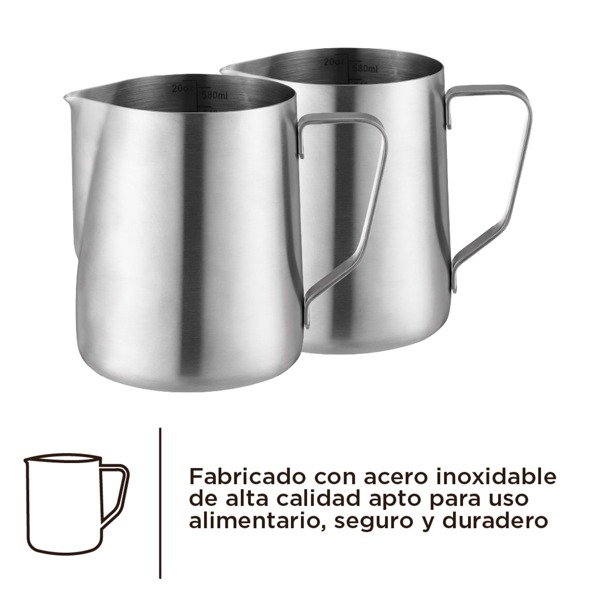 HOME LOGICS - Jarra De Espuma De Leche Acero Inoxidable 355 ml Home Logics Kiosclub