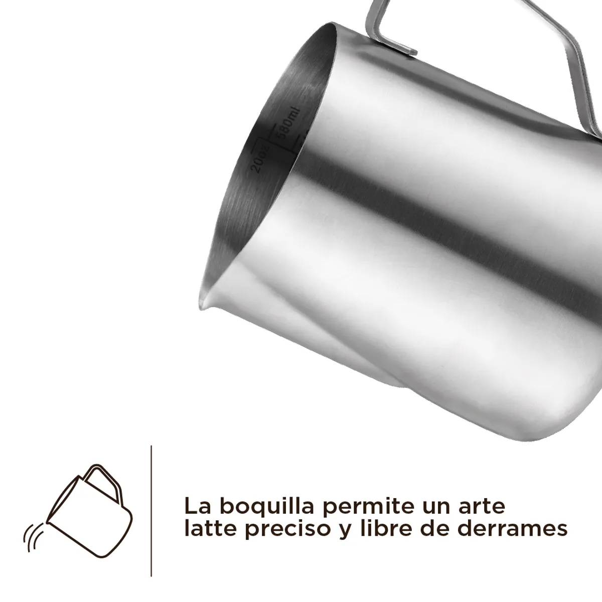 HOME LOGICS - Jarra De Espuma De Leche Acero Inoxidable 355 ml Home Logics Kiosclub