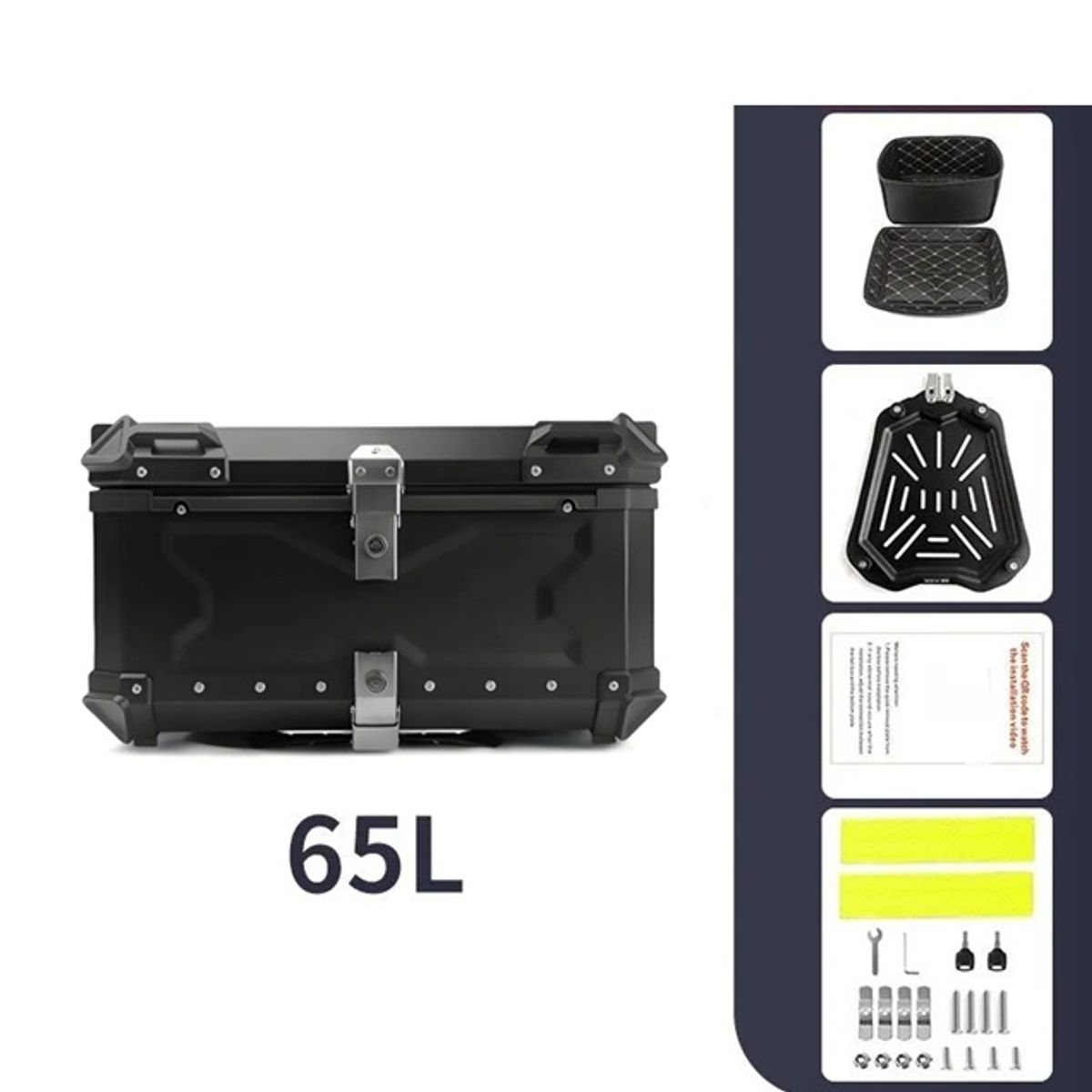 GENERICO - Maleta Moto Top Case Aluminio 65 Litros X-series + Respaldo.