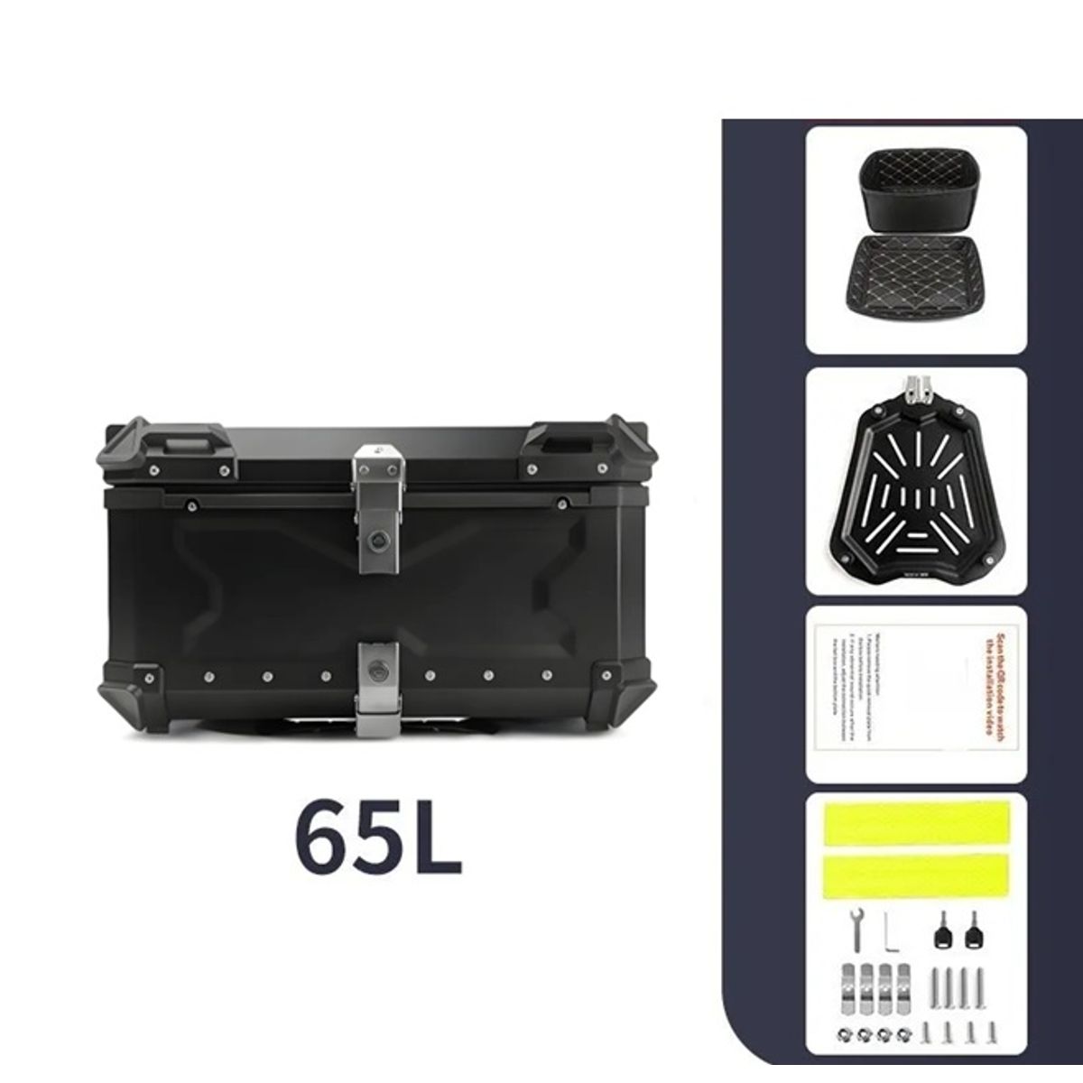 GENERICO - Maleta Moto Top Case Aluminio 65 Litros X-series + Respaldo.