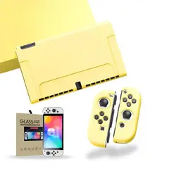 GENERICO - Carcasa Funda Silicona Para Nintendo Switch Oled + Lámina - Amarillo