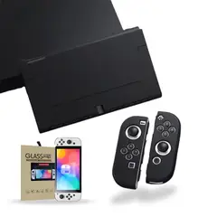 GENERICO - Carcasa Funda Silicona Para Nintendo Switch Oled + Lámina - Negro