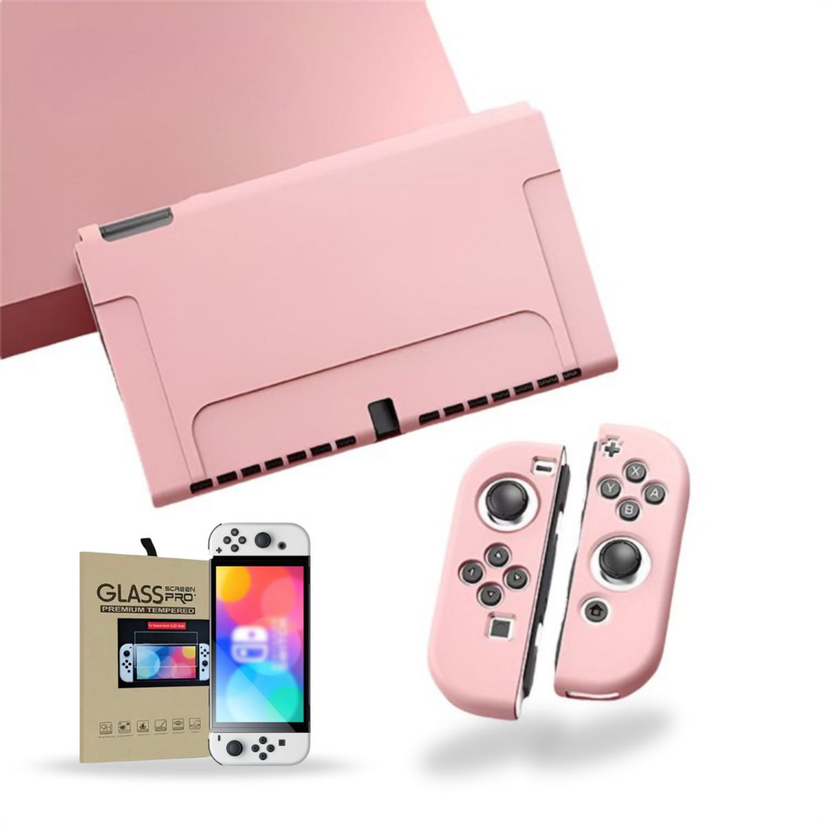 GENERICO - Carcasa Funda Silicona Para Nintendo Switch Oled + Lámina - Rojo