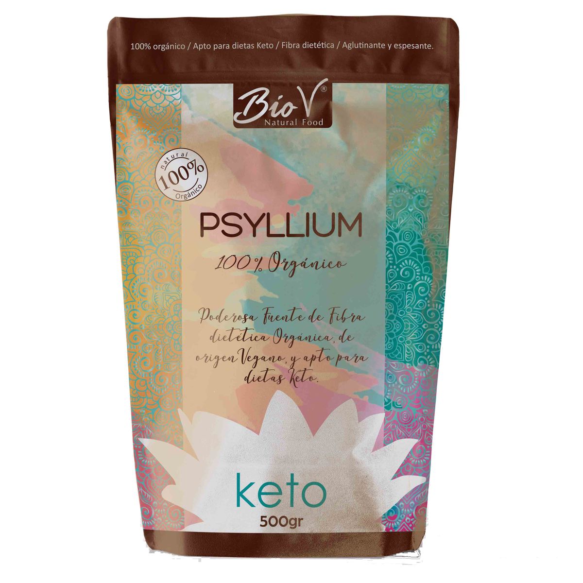 BIOV - Psyllium Husk Organico en Polvo 500gr Keto Vegano Bio V