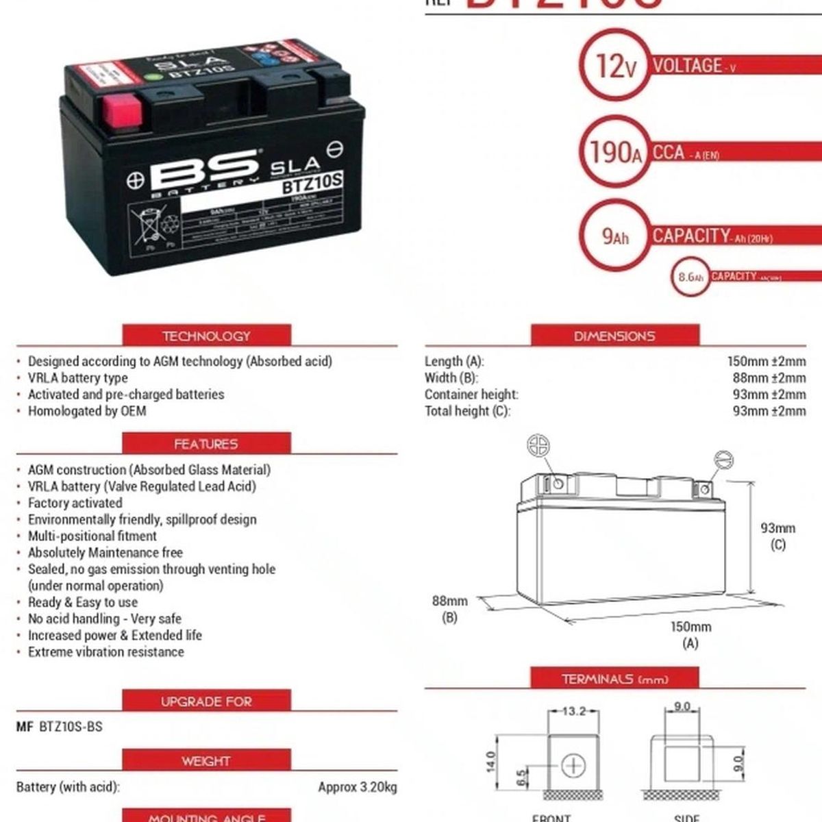 GENERICO - Bateria De Gel Moto Ytz10s/ftz10s/btz10s/xtz10s