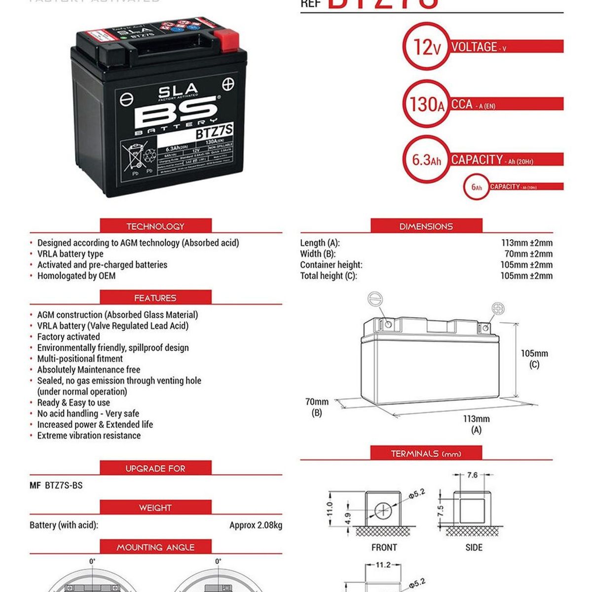 GENERICO - Bateria De Gel Para Moto Ytz7s / Btz7s / Ftz7s