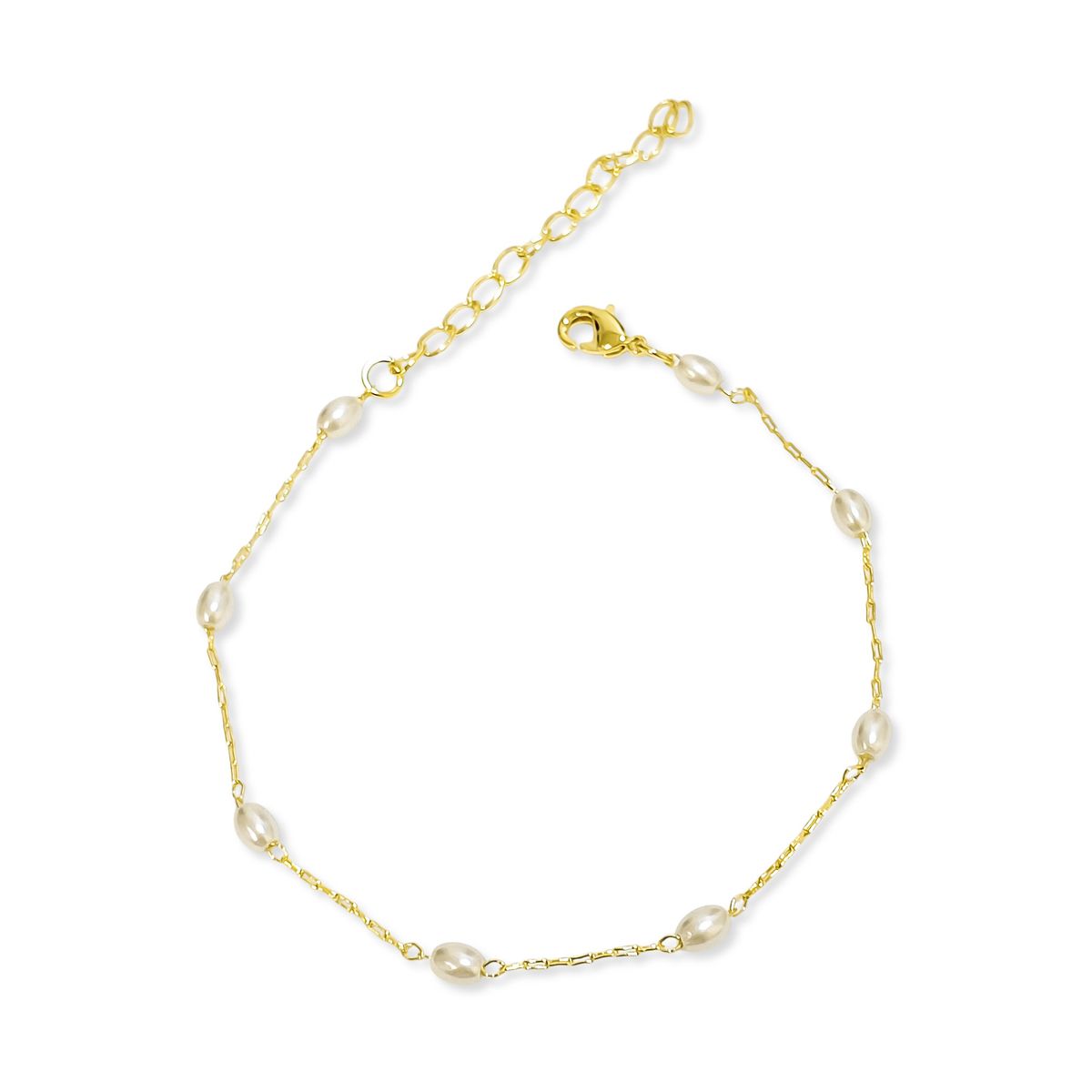 COGGIOLA - Pulsera Perla Sintética Ovalada Enchapado Oro 18K