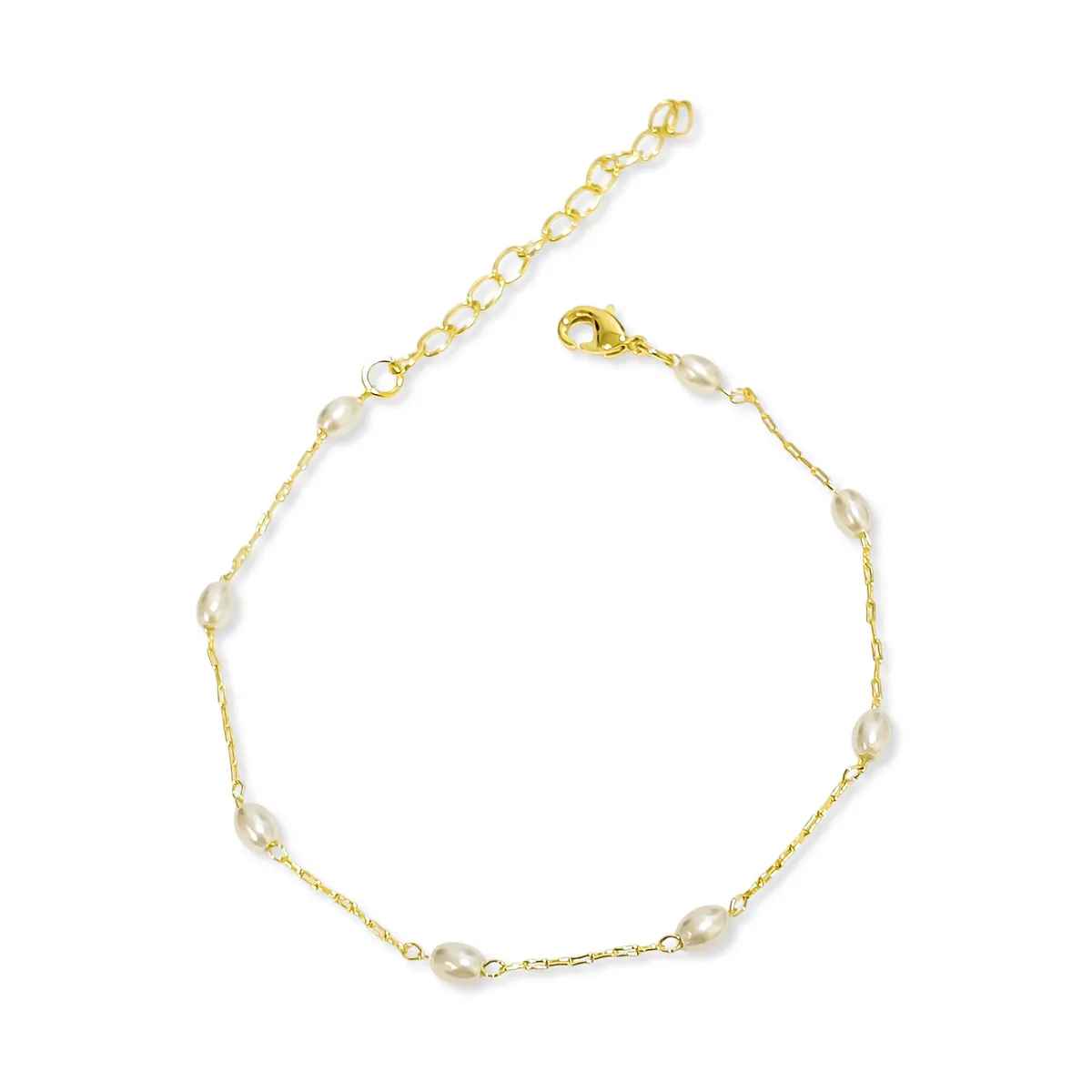 COGGIOLA - Pulsera Perla Sintética Ovalada Enchapado Oro 18K