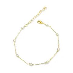 COGGIOLA - Pulsera Perla Sintética Ovalada Enchapado Oro 18K