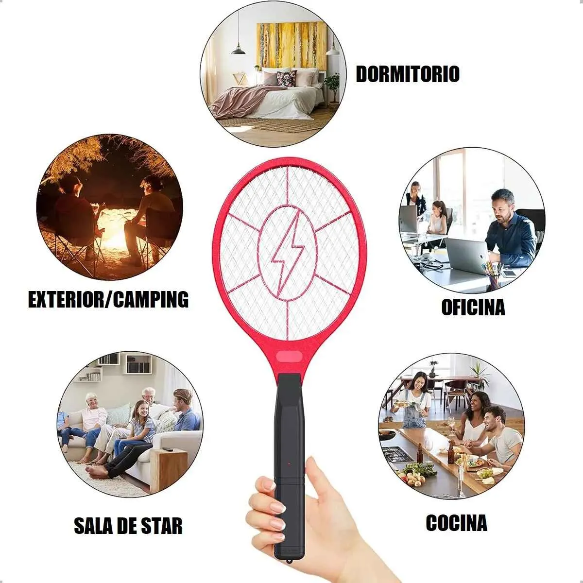 GENERICO - Mata Mosca Raqueta Electrica Recargable Insectos Mosquitos