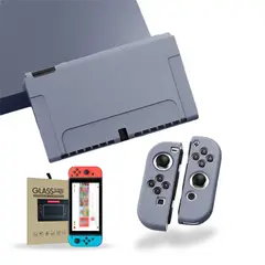 GENERICO - Carcasa Funda Silicona Para Nintendo Switch + Lámina - Gris Oscuro