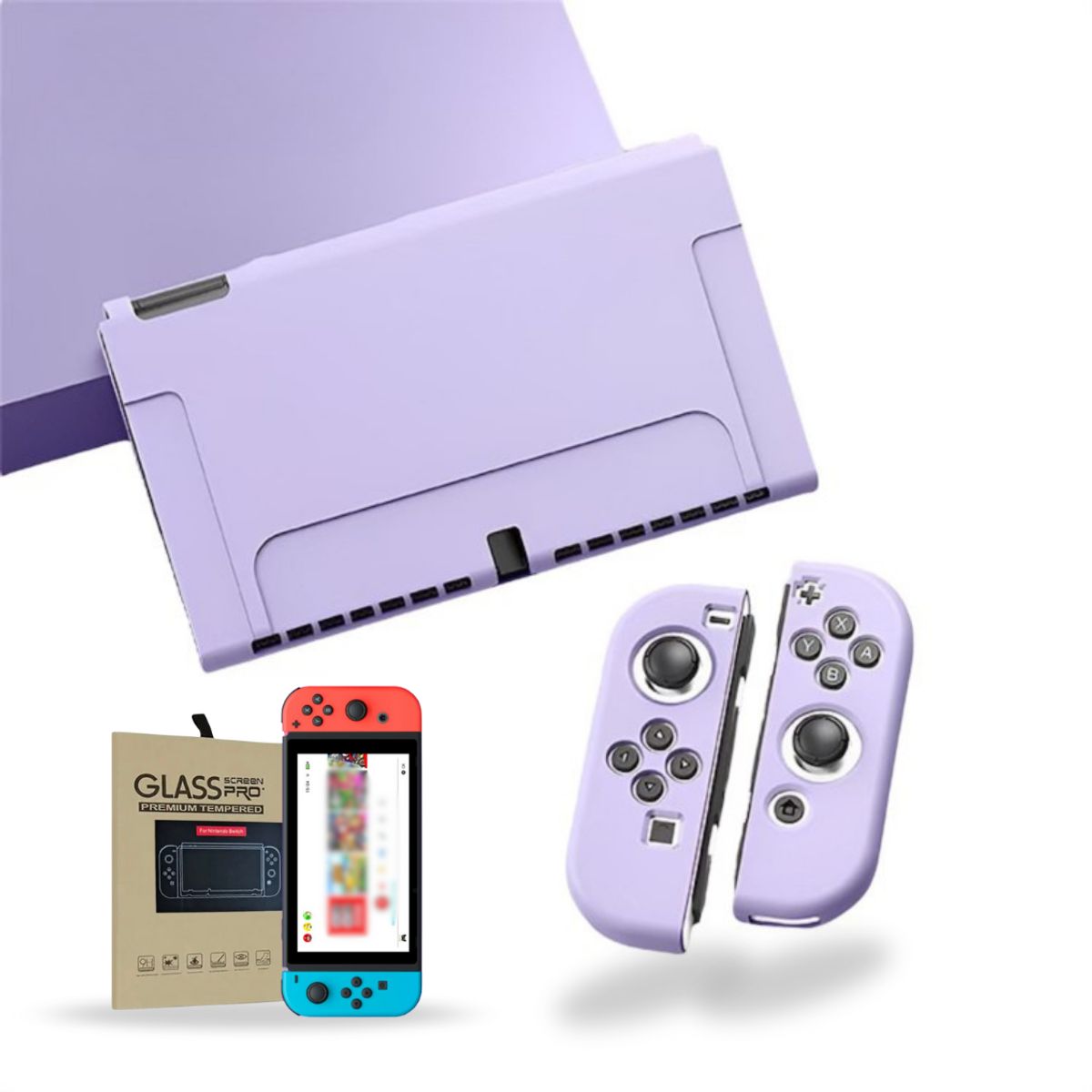 GENERICO - Carcasa Funda Silicona Para Nintendo Switch + Lámina - Morado