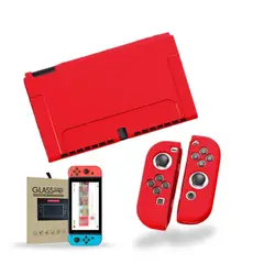 GENERICO - Carcasa Funda Silicona Para Nintendo Switch + Lámina - Rojo