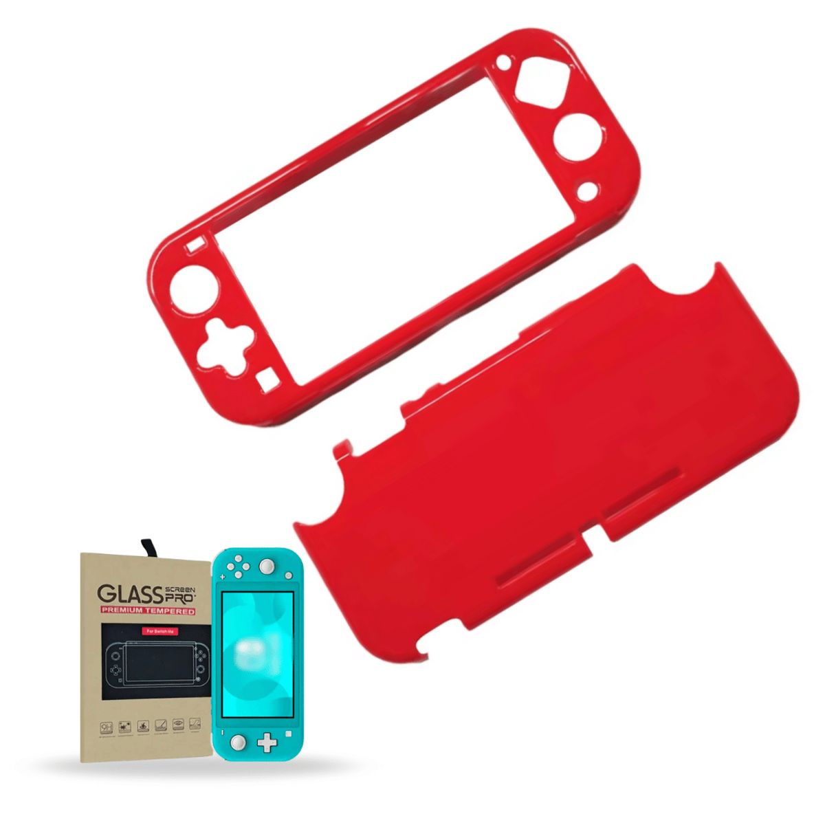 GENERICO - Carcasa Funda Silicona Para Nintendo Switch Lite + Lámina - Rojo