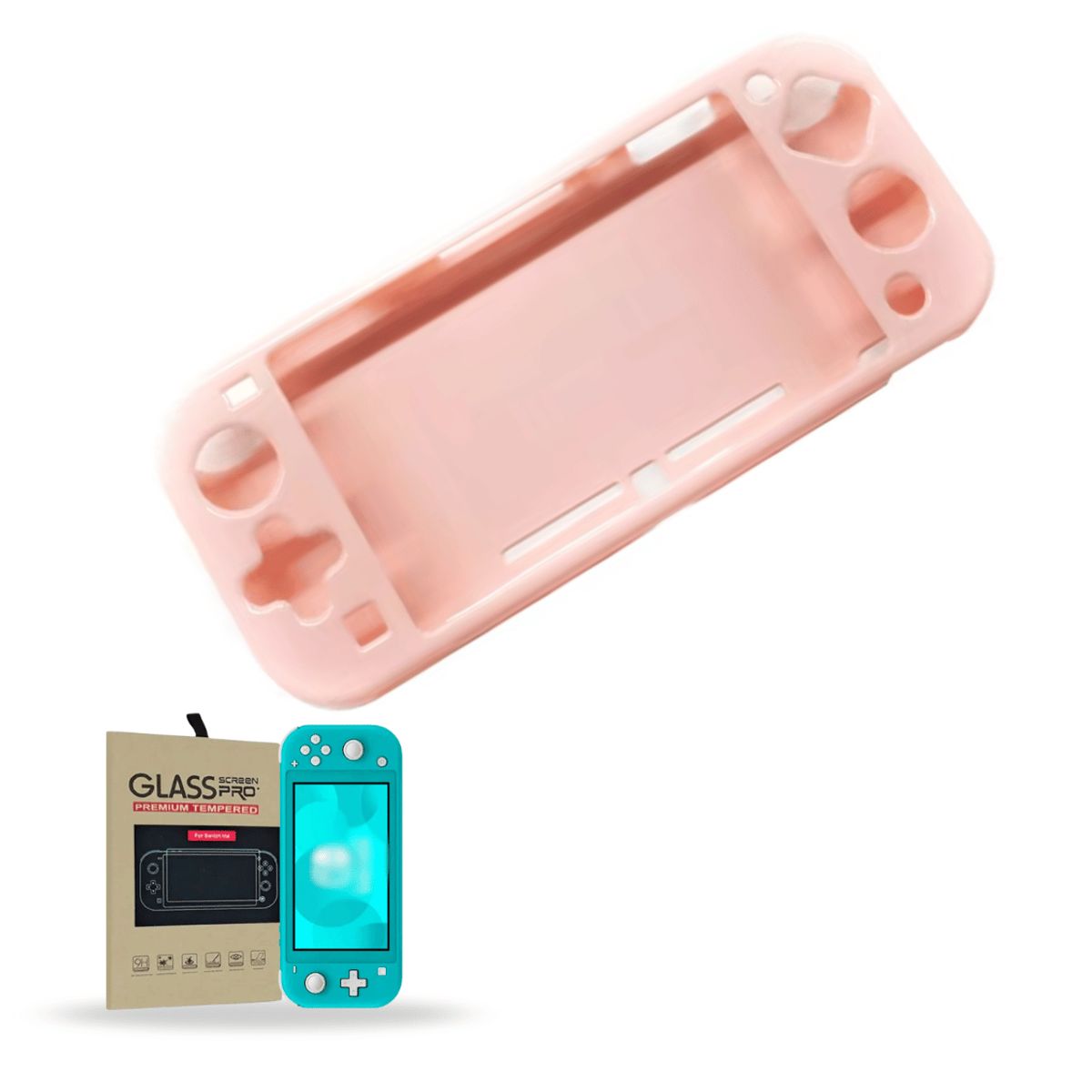 GENERICO - Carcasa Funda Silicona Para Nintendo Switch Lite + Lámina - Rosa