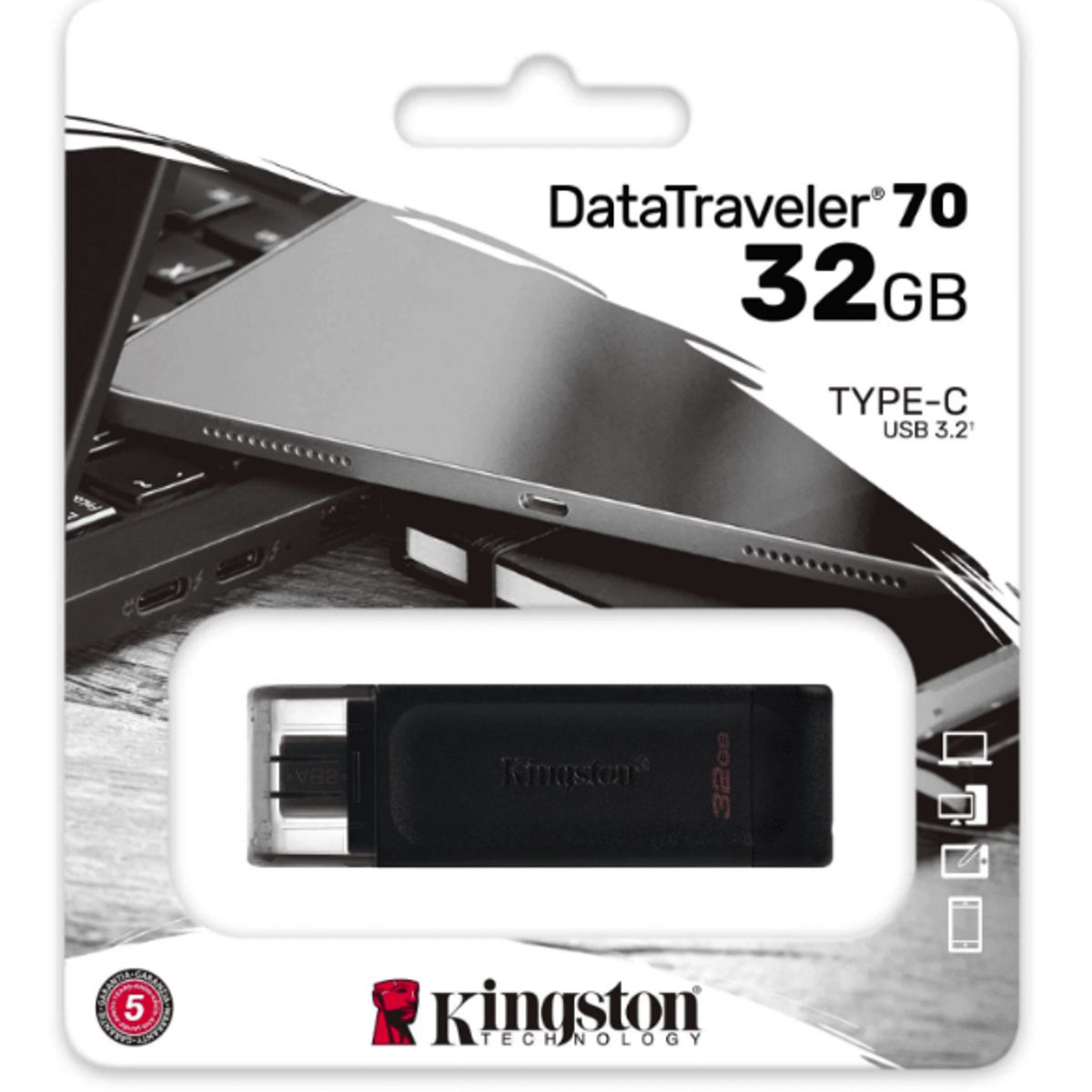 KINGSTON - Pendrive DataTraveler 70 USB-C 3.2 Kingston - 32GB