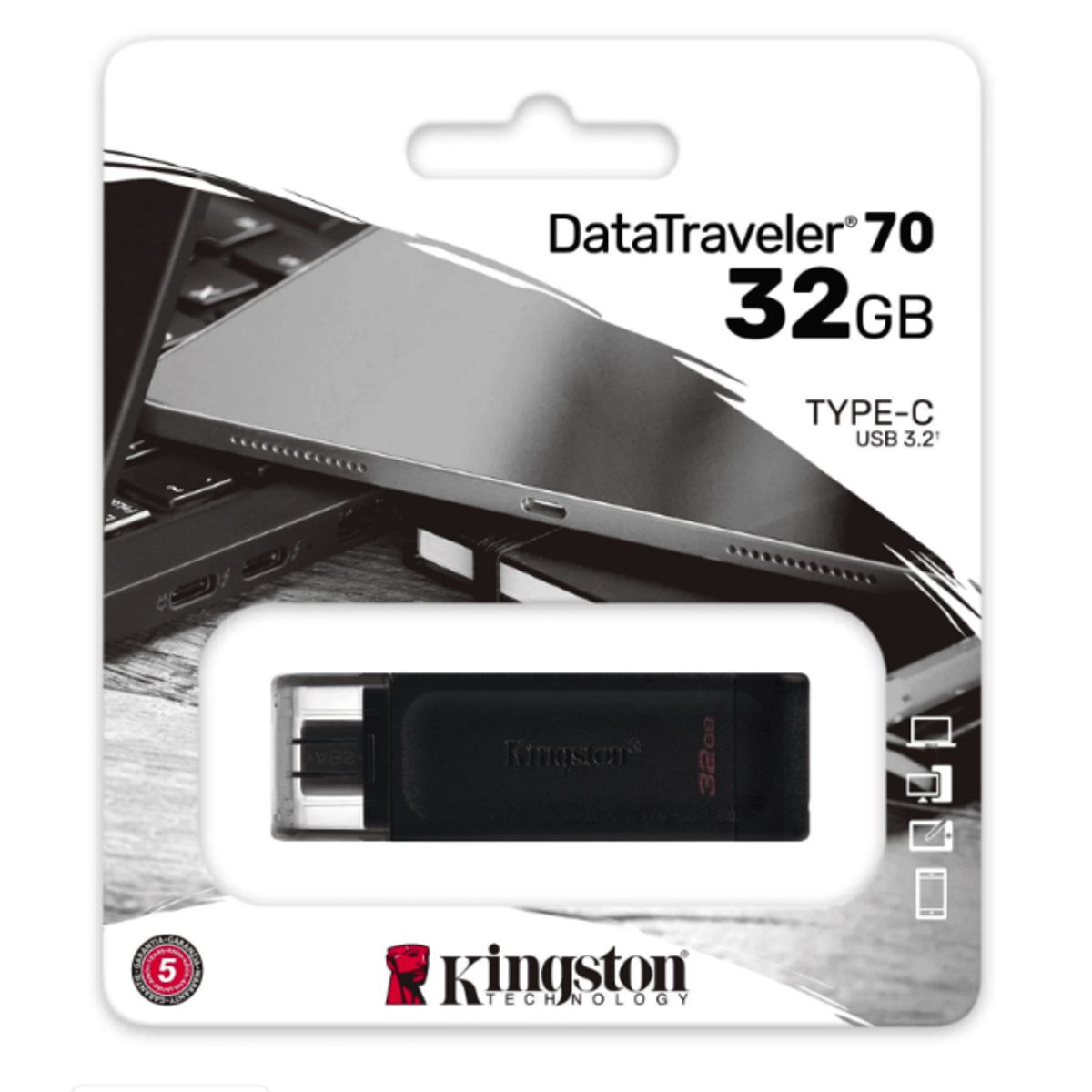 KINGSTON - Pendrive DataTraveler 70 USB-C 3.2 Kingston - 32GB