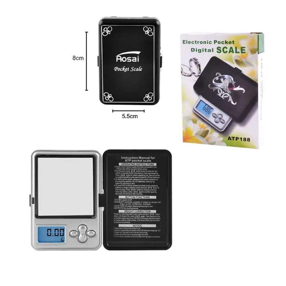 GEN - Mini Gramera Pesa De Bolsillo Digital Precision 0,01-200g