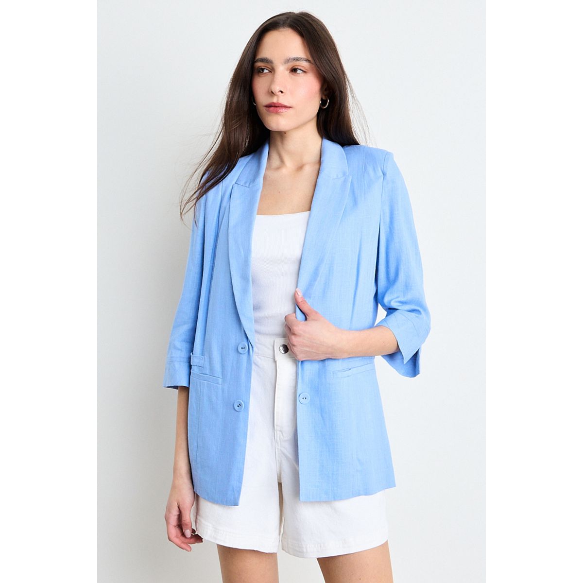 IO - Blazer Liso Mujer Celeste Io