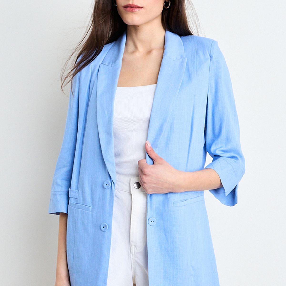 IO - Blazer Liso Mujer Celeste Io