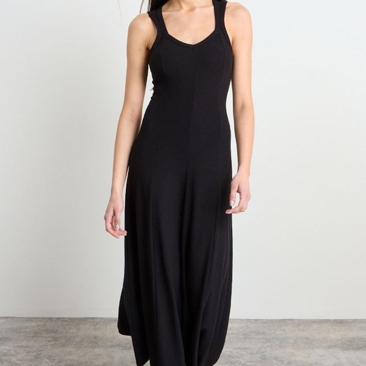 IO - Vestido Liso Largo Mujer Negro Io