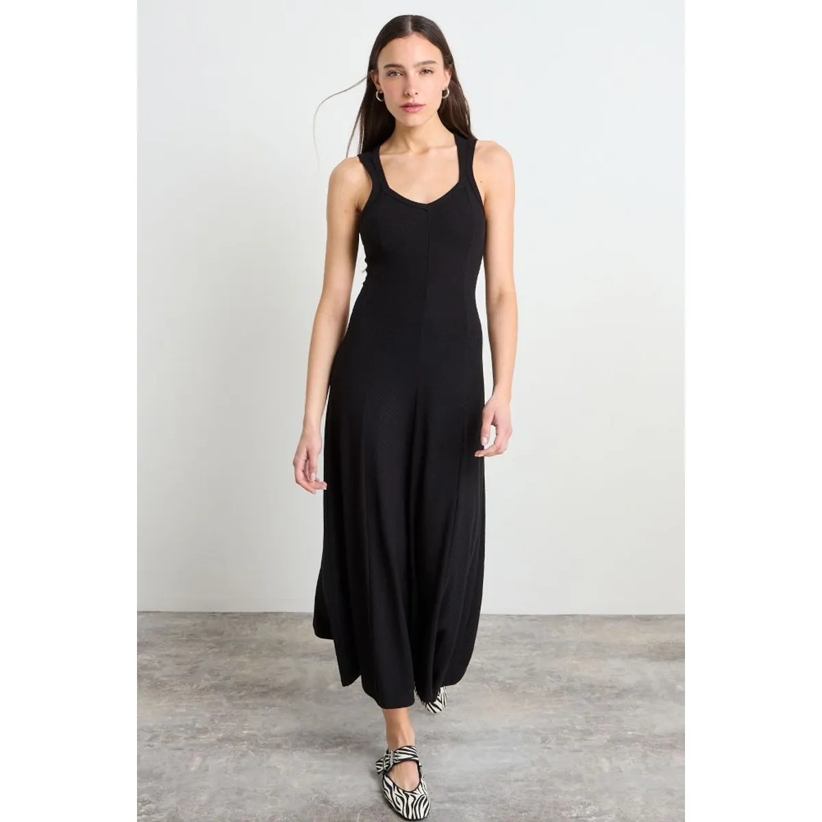 IO - Vestido Liso Largo Mujer Negro Io