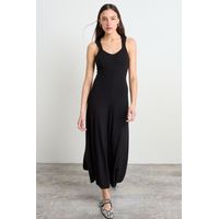 Vestido Liso Largo Mujer Negro