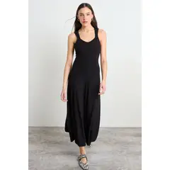 IO - Vestido Liso Largo Mujer Negro