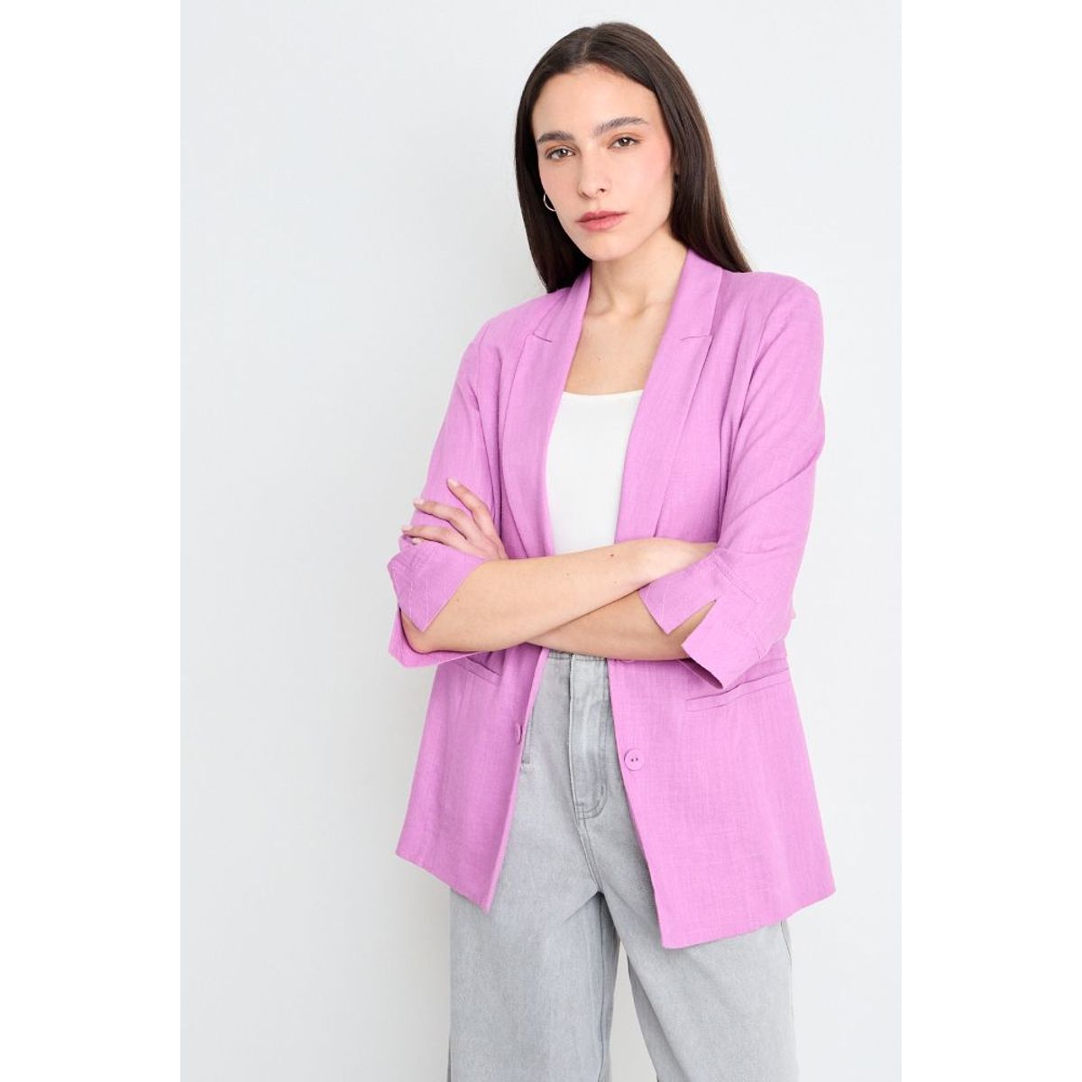 IO - Blazer Liso Mujer Fucsia Io