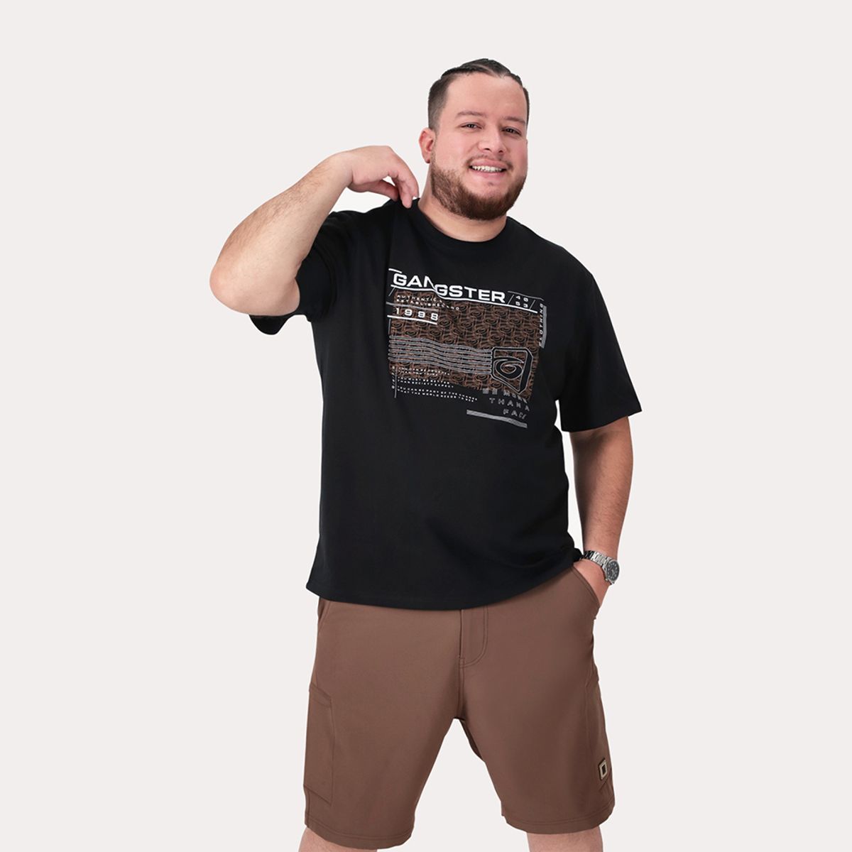 GANGSTER - Plus Polera MC Basica Jackson Negro Gangster