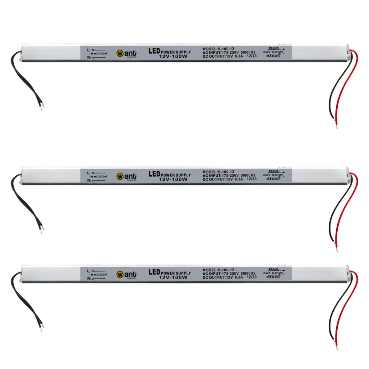 WANT - 3 Fuentes de Poder 12V 8.3A 100W Ultra delgada