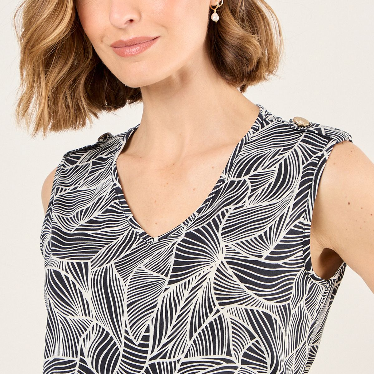 MA GRIFFE - Polera Estampada De Lycra Mujer Azul Magriffe