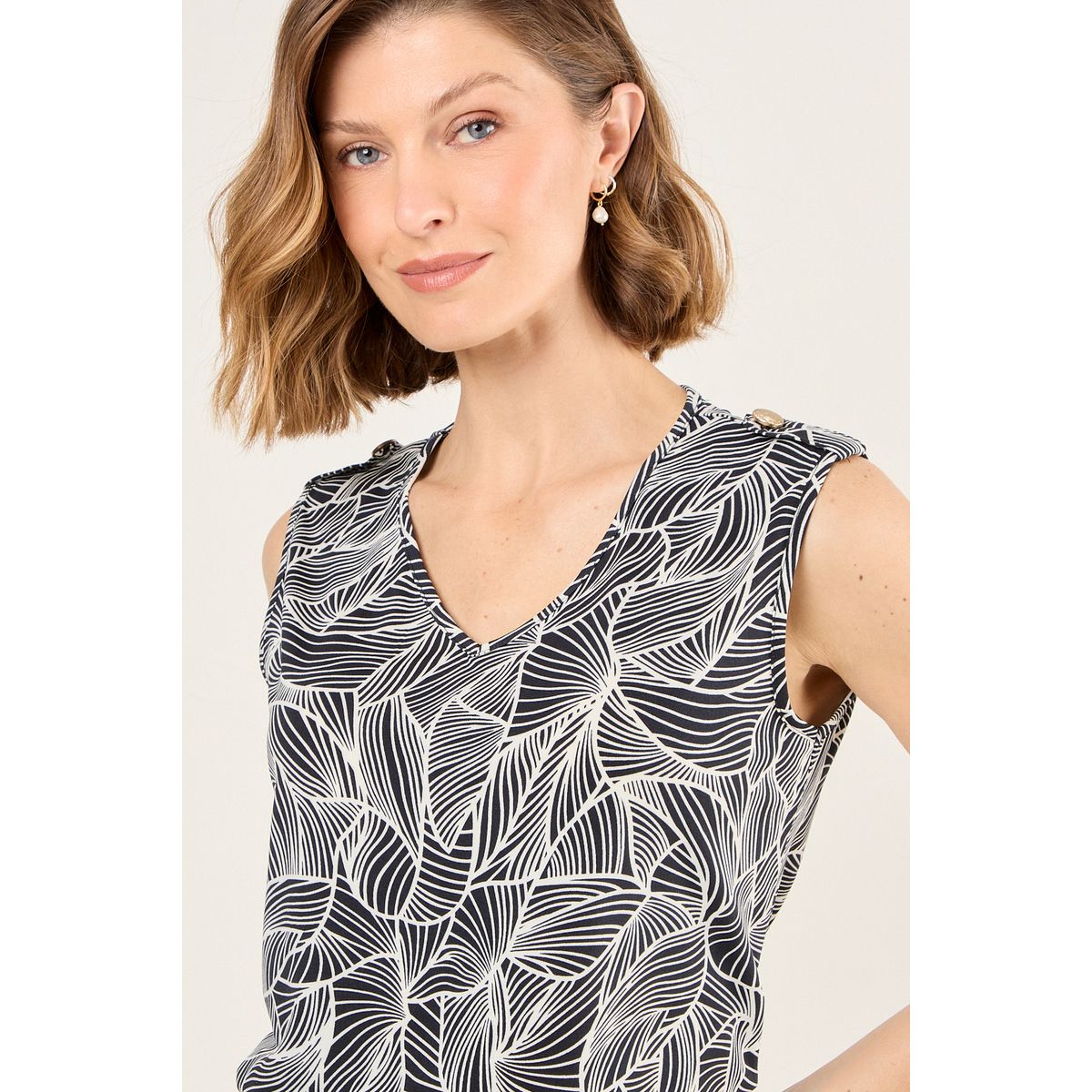 MA GRIFFE - Polera Estampada De Lycra Mujer Azul Magriffe