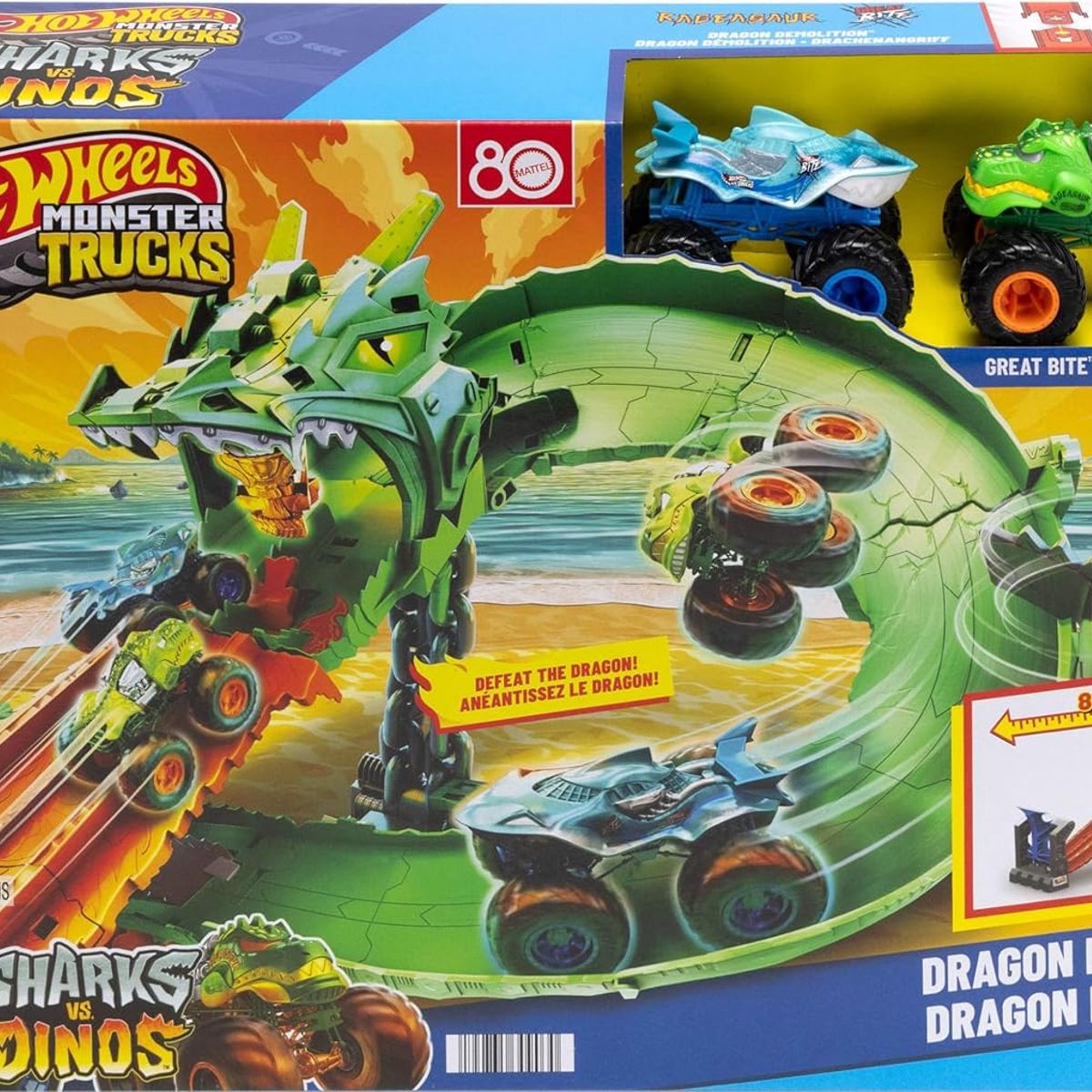 HOT WHEELS - Hot Wheels Monster Trucks Tiburones Vs Dinosaurios